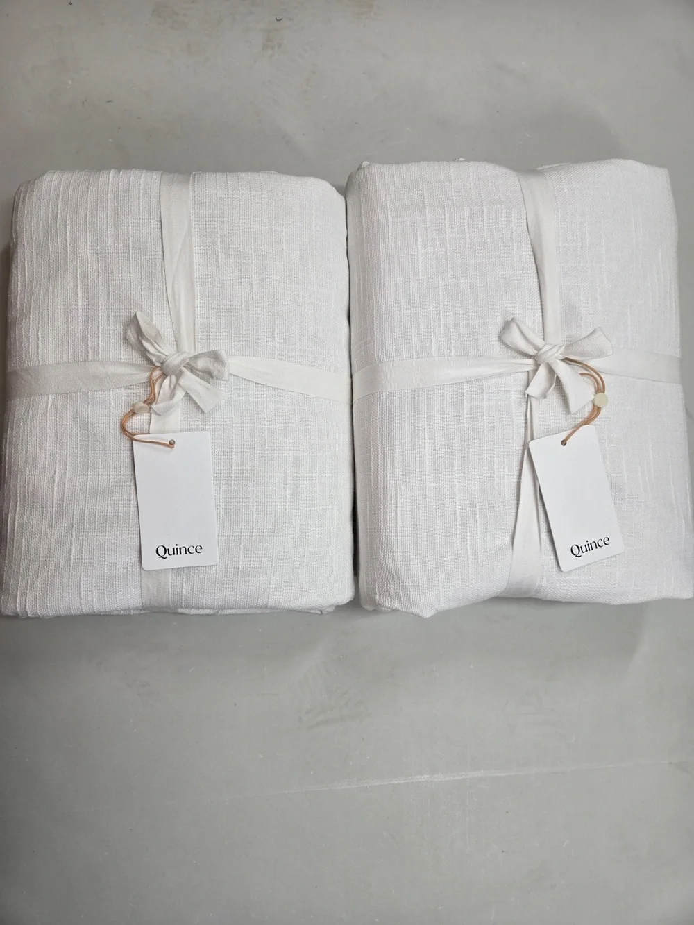 NWT QUINCE Set Of 2 48x84 Cotton Slub Room Darkening Curtains White 9740